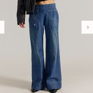 NWT We The Free Breezy Denim Pull-On Jean Large (12-14) Cobalt Blue Wash New